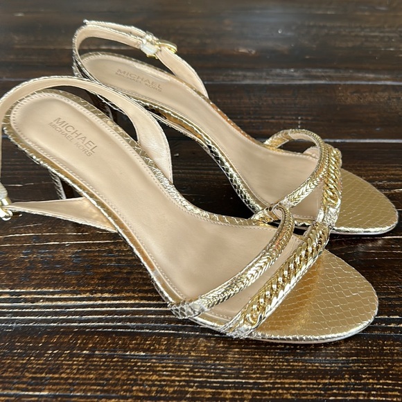 Michael Michael Kors gold snakeskin heels size 8.5 - Picture 1 of 12